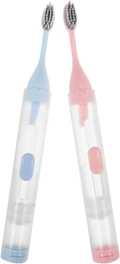 Reistandenborstel Set - Opvouwbare Tandenborstel - Hygiënisch Reizen - Ingebouwde Tandpasta Opslag - 2 Stuks - Meerkleurig