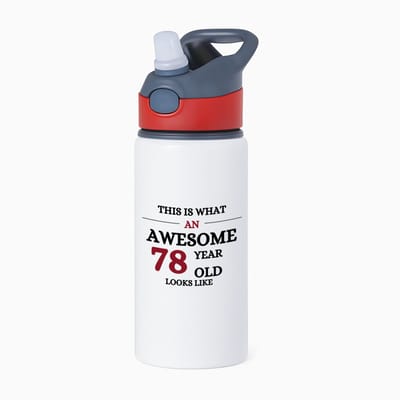 Hacebo® - An awesome 78 year waterfles met rietje rood - Hoera 78 jaar - 78 geworden - verjaardagscadeau - cadeau voor opa/oma - water fles - 650ML