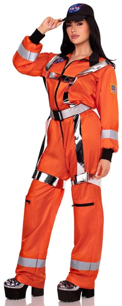Leg Avenue - Cosmic Astronaut ZipUp Jumpsuit Kostuum - S - Oranje