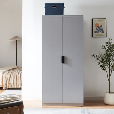 Kledingkast Eiselfing 176x80x52 cm met 4 vakken grijs [en.casa]