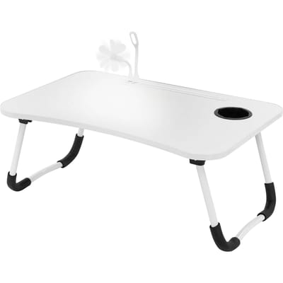 Laptoptafel met USB-poorten inklapbaar 60x40 cm Wit gemaakt van MDF incl. USB-lamp en ventilator ML-Design