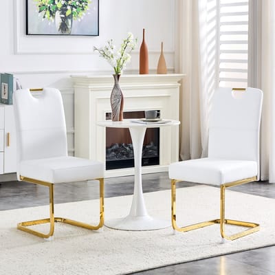Eetkamerstoelen Set van 2 - Wit - Verdikte Eetkamerstoel - Geïntegreerde Pocketvering - Ergonomisch Design - Comfortabele Zitplaats - Zachte Rugleuning - Moderne Stoel - Elegante Eetkamerstoel - Keukenstoel