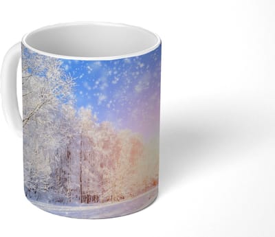 Mok - Koffiemok - Sneeuw - Zon - Winter - Mokken - 350 ML - Beker - Koffiemokken - Theemok