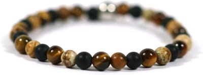 IbizaMen KIDS- jongens - armband - 4mm - edelsteen - tijgeroog - mix - matte onyx - 15cm