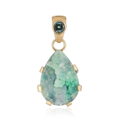 Cavill - Zilveren Hanger met Silica Druzy 6,5 ct & Hemelsblauwe Topaas 0,35 ct - 925 Sterling Zilver Verguld - Elegant Druzy Sieraad