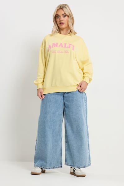 Yours Geel Geborduurd 'Amalfi' Sweatshirt Size 46