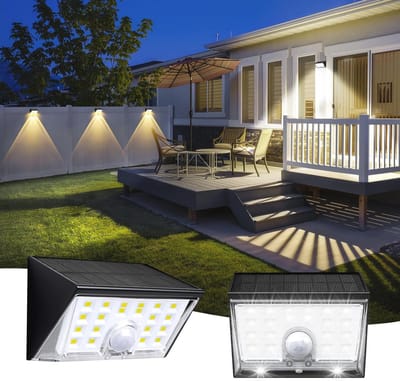 Zonne-energie Wandlamp met Bewegingssensor en LED Verlichting - Energiebesparend en Waterproof voor Tuin, Entree en Parking