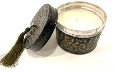 Kandelaar en kandelaars - kaarsenhouder met kaars - waxinelicht - goud - 9 cm rond