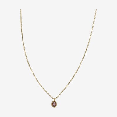 Essenza Round Red Stone Necklace Gold