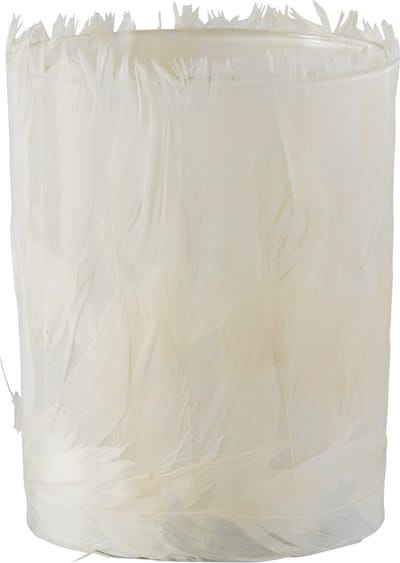 J-Line theelichthouder Veren - glas - creme - large - 2 stuks