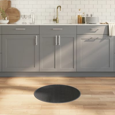 vidaXL - Vloerkleed - rond - 60 - cm - bamboe - grijs