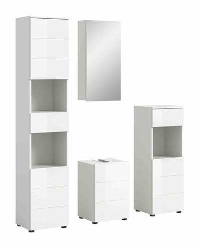 Vira badkamercombinatie wit hoogglans MDF TZ wit melamine - 34x144x190cm