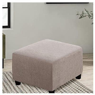 Vierkante Stretch Hoes voor Poef - Wasbare Antislip Voetenbank Hoes met Elastische Bodem - 50x50cm