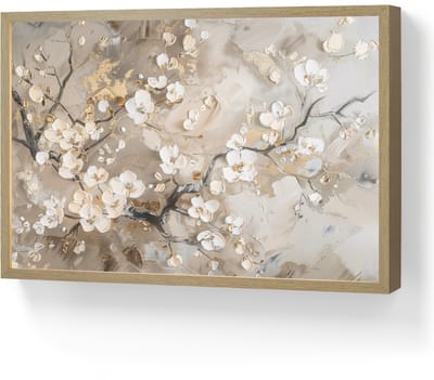 Wandlamp 60x40 cm - Oplaadbaar - Bloemen - Wit - Goud - Beige - Luxe - Wandlampen binnen woonkamer - Slaapkamer lamp - Decoratieve nachtlamp - Vloerlamp draadloos