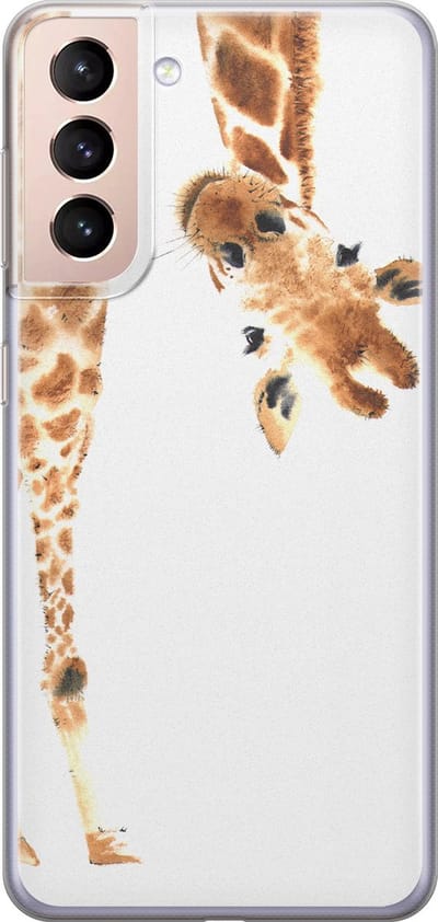 Leuke Telefoonhoesjes - Hoesje geschikt voor Samsung Galaxy S21 Plus - Giraffe - Soft case - TPU - Tekst - Grijs