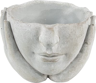 Bloempot voor Binnen – Grijs – Rustieke Pot – 17x17x11 cm – Steen – Hoofdmotief