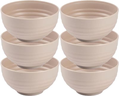 Plasticforte Kommetjes - 6x - schaaltjes - Dessert en ontbijt - Kunststof - D13 cm - Beige