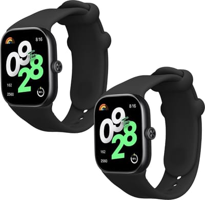 kwmobile 2x horlogebandjes geschikt voor Xiaomi Redmi Watch 4 / Watch 5 / Watch 5 eSIM bandje - Smartwatch bandjes van TPU - Activity tracker horloge band in zwart / zwart