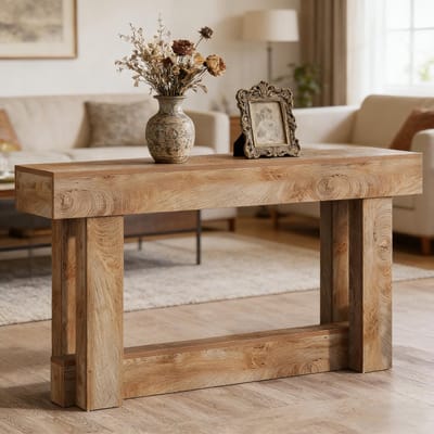 MIVRAY Consoletafel - Extra Lang Met Onderplank - Voor Hal En Woonkamer - Hout - 160x30 Cm - Bruin