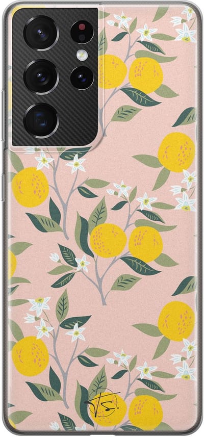 Hoesje geschikt voor Samsung Galaxy S21 Ultra - Citroenen - Soft Case - TPU - Natuur - Geel - Mooie Telefoonhoesjes