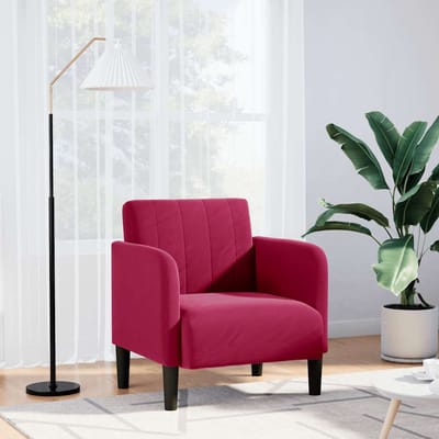 vidaXL - Fauteuil - met - armleuningen - 54 - cm - fluweelrood - wijnrood