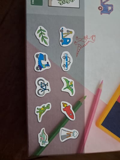 Crelando Kinder Stempelset - 10 Motieven - Auto - Dino's - Scooter - Fiets - Raket -