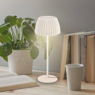 BRILONER Luca - Tafellamp- dimbaar - aanraakfunctie - geheugenfunctie - lichtkleur warm wit - Ø14,3 x 36 cm - antiek wit