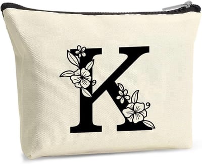 Persoonlijke A-Z Bloem Letter Make-up Tas voor Vrouwen, Meisjes en Moeders - Reis Make-up Tas, Cadeau-idee voor Vriendinnen en Bruidsmeisjes