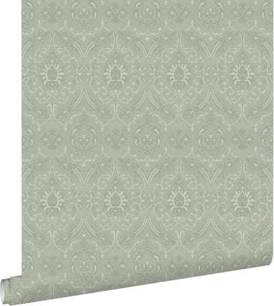 ESTAhome behang ornamenten vergrijsd mintgroen - 50 x 900 cm - 139640
