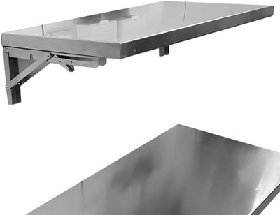 Opvouwbare Wandtafel - Klaptafel Plank - Ruimte Besparen - Roestvrij Staal - 70 x 40 cm - Zilver