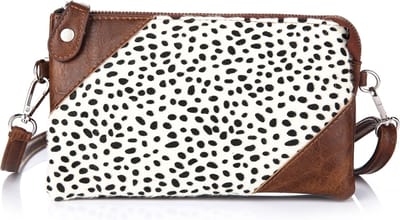 Crossbody Schoudertas Cutch in Cheetah Print - Imitatie Leer en Vachtje  - Bruin/Wit