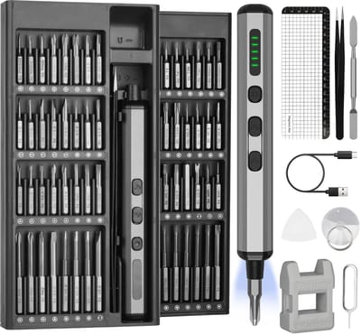 SPHProducts - Mini-elektrische schroevendraaierset - Precisie gereedschap - 72-in-1 - Magnetische bits - Geschikt voor elektronische reparaties - Compa...