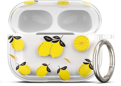 kwmobile Hoes compatibel met Apple Airpods Pro 3 Case - Zachte TPU beschermhoes - Cover in geel / transparant citroenen design