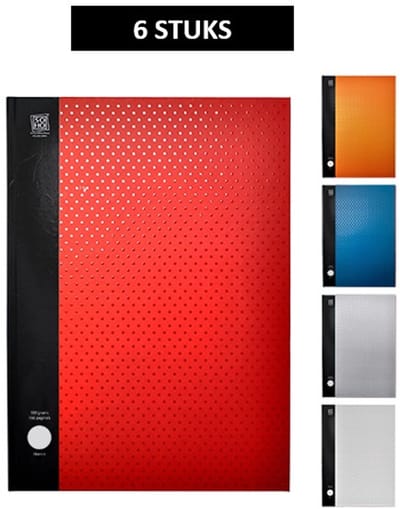 SOHO Dummyboek met harde kaft – Collegeblok – Blanco – Harde kaft – 160 pagina’s – A4 formaat – 5 assorti kleuren - 6 Stuks
