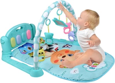 Vloerspeelmat Muziek - Activiteitenmat Kinderen - Spelenderwijs Leren - Verstelbare Piano Gym - 77 x 56 cm - Muntgroen