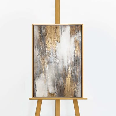 YS Schilderij "Zachte stroom van tijd" - Handgeschilderd canvas schilderij - Wanddecoratie Abstract - Grijs en goud - Handgeschilderd - Muurdecoratie woonkamer - Slaapkamer decoratie - Kamer accessoires - Schilderijen handgeschilderd Gold 60x40