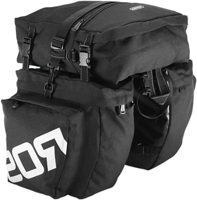 Eszenzics™ Fietstas 3 in 1 - Robuust en slijtvast - Waterbestendig - Toptas afneembaar - Schoudertas - Reflecterend - 37L - Stevige gespen - Zwart