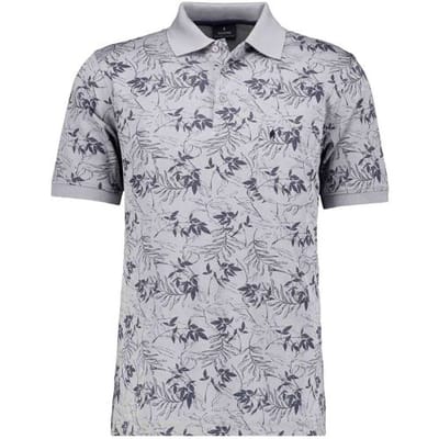 Ragman Polo Soft Knit Leaves Pattern Chest Pocket Zilvergrijs / male