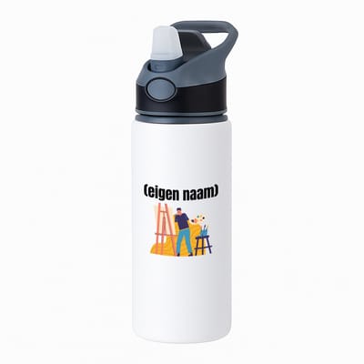 Hacebo® - kunstenaar die schildert met eigen naam waterfles met rietje zwart - Kunst - kunstenaars/kunstenaressen - iemand die houdt van kunst of kunst maken - verjaardag - cadeau - kado - water fles - 650ML