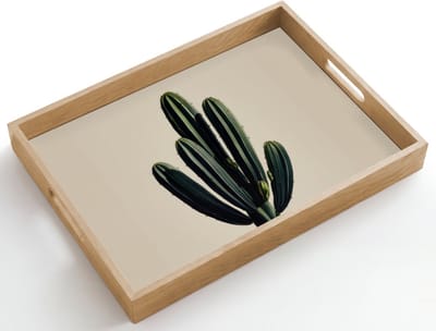 Dienblad hout 50x35 cm - Schootdienblad - Cactus - Subtiel - Groen - Borrelplank rechthoek - Plateau dienbladen