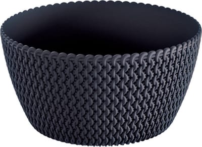 Plantenpot/bloempot tafelstuk - kunststof - D24 x H12 cm - antraciet - voor binnen/buiten