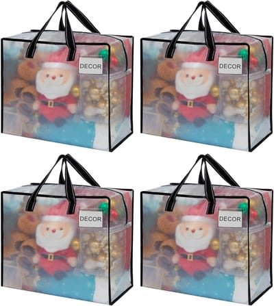 Opbergzakken Kleding - Verhuisdozen - Seizoensopslag - Extra Groot - 50L 4 Stuks - Transparant