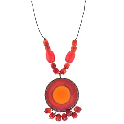 Behave – Ketting – Rood oranje – Statement hanger – Vintage stijl – Bohemian look