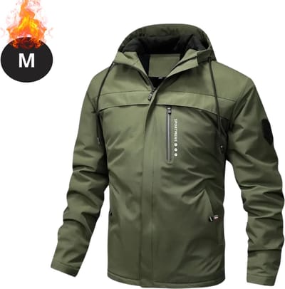 Livano Winterjas - Fleecejack Heren - Winter - Volwassen - Stijlvol - Met Capuchon - Legergroen - M