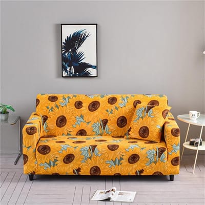 Zeer Rekbare Bank- en Stoelhoes - Antislip Meubelbeschermer met Zonnebloemprint - Geschikt voor 1-zits (90-140 cm)