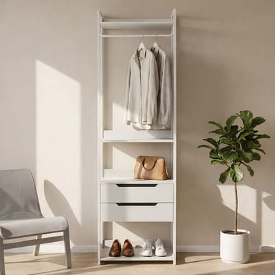 Kledingrek Jässaatka met 2 lades 200x61x40 cm grijs [en.casa]