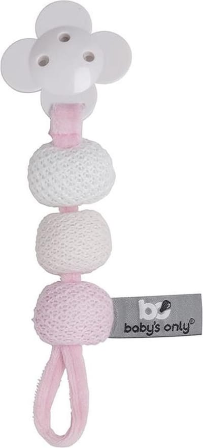 Baby's Only Gebreid speenkoord - Fopspeenkoord - Fopspeenketting - Classic Roze/Baby Roze/Wit - Baby cadeau