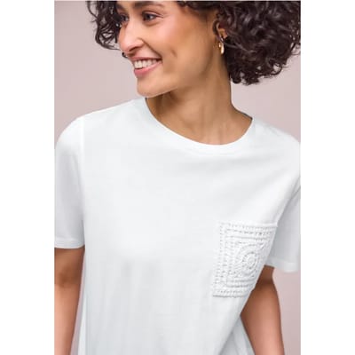 Shirt met ronde hals en gehaakte zak