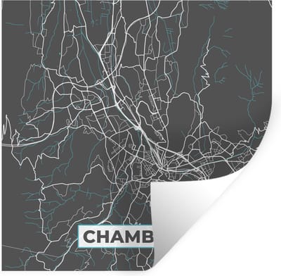 Muurstickers - Sticker Folie - Chambéry - Stadskaart - Kaart - Frankrijk - Plattegrond - 100x100 cm - Plakfolie - Muurstickers Kinderkamer - Zelfklevend Behang XXL - Zelfklevend behangpapier - Stickerfolie