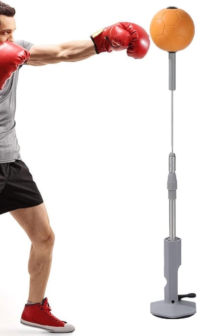 Boksstandaard Speed Bag - Reflex Bal - Coördinatie Training - Verstelbare Hoogte - 152 cm - Oranje